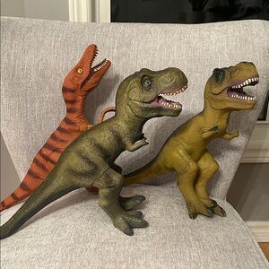 Large Set of Three Dinosaur Figurines